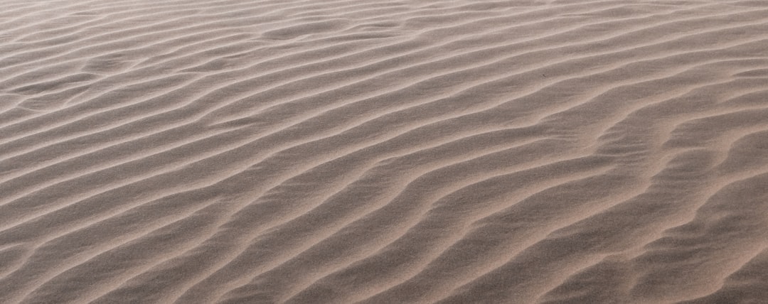 a person walking across a sandy beach